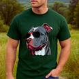 Dad Mom Cool Dog Sunglasses Pitbull Men's Casual T-Shirt Forest