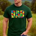 Dad Parent Brick Master Builder Building Blocks Set Family T Men's Casual T-Shirt Forest