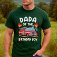 Dada Of The Birthday Boy Fire Truck Firefighter 1St Party Men's Casual T-Shirt Forest