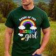 Daddy Of The Birthday Girl Rainbow B-Day Matching Family Men's Casual T-Shirt Forest