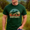 Daddy Dinosaur Daddysaurus 3 Three Kids Xmas Men's Casual T-Shirt Forest