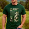 My Daddy Is My Hero Military Dad US Flag Father’s Day Men's Casual T-Shirt Forest