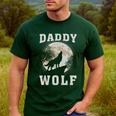 Daddy Wolf Wolves Dad Moon Fathers Day Men's Casual T-Shirt Forest