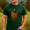 Faithful Warrior Man Of God Christian Men Knight Armor Dad Men's Casual T-Shirt Forest