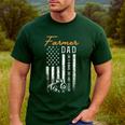 Farmer Dad Like A Normal Dad Only Cooler USA Flag Farming Men's Casual T-Shirt Forest