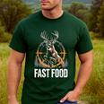 Fast Food Deer Hunting Hunter Dad Tail Buck Men's Casual T-Shirt Forest