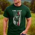 Fire Chief American Flag Gifts For Fire Chief Dad Grandpa Men's Casual T-Shirt Forest