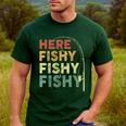 Fishing Here-Fishy Bass Fish Dad Men's Casual T-Shirt Forest
