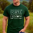 Fun I Grill And Know Things Meat Lover Barbecue Dad Small Men's Casual T-Shirt Forest