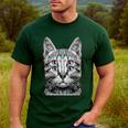 Glitch Weird Cat Kitten Optical Illusion Cat Mom Dad Men's Casual T-Shirt Forest Glitch Weird Cat Kitten Optical Illusion Cat Mom Dad Men's Casual T-Shirt Forest