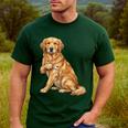 Golden Retriever I Love Dad Dog Dad Father's Day Men's Casual T-Shirt Forest