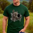 Grey Cat Torn Cloth Cat Dad Cat Mom Cat Lover Men's Casual T-Shirt Forest Grey Cat Torn Cloth Cat Dad Cat Mom Cat Lover Men's Casual T-Shirt Forest
