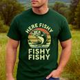 Here-Fishy Fishing Boy Large Mouth Bass Dad Men's Casual T-Shirt Forest