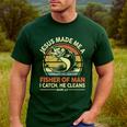 Jesus Made Fisher Man Christian Fishing Bass Fish Dad Men's Casual T-Shirt Forest