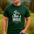 Lawn & Order Special Mowing Unit Dad Joke Lawn Mower Men's Casual T-Shirt Forest