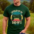 I Leveled Up To Dad Of 2 2026 Promoted To Dad Of Two Kids Men's Casual T-Shirt Forest