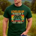 Leveled Up To Dad Of 3 Three Daddy Again 2025 Father's Day Men's Casual T-Shirt Forest