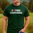 I Love The Catcher Baseball Softball Dad Mom Men's Casual T-Shirt Forest