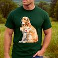 I Love Dad Patriotic Golden Retriever Canine Dog Lover Men's Casual T-Shirt Forest