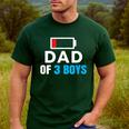 Matching Father's Day Low Battery Dad Of 3 Boys Men's Casual T-Shirt Forest