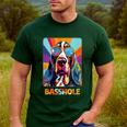 Mom & Dad Of a Basshole Basset Hound With Glasses -Adults Short Sleeve Men's Casual T-Shirt Forest