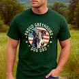 Proud Greyhound Dad American Flag Patriotic Greyhound Dad Men's Casual T-Shirt Forest