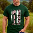 Proud New Dad New Girl Baby First Fathers Day American Flag Men's Casual T-Shirt Forest