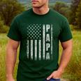 Proud Papa Fathers Day 2025 Dad America USA Flag Men's Casual T-Shirt Forest