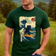 Pug Japanese Kanagawa Wave Surfing Japan Mom Dad Kids Men's Casual T-Shirt Forest