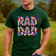 Rad Dad Trippy Hippie Tie-Dye Rainbow 70s Vibes Novelty Men's Casual T-Shirt Forest