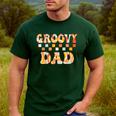 Retro Groovy Dad Matching Family 1st Birthday Party Men's Casual T-Shirt Forest