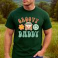 Retro Groovy Daddy Matching Family Birthday Party Men's Casual T-Shirt Forest