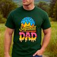 Retro Ice Cream Drip Softball Dad Game Day Dad Father's Day Men's Casual T-Shirt Forest