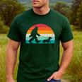 Retro Sasquatch Lover Doxie Wiener Dog Walker Bigfoot Walking a Dog Dachshund Weiner Dog Dad Weenie Small Men's Casual T-Shirt Forest