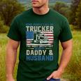 Semi Truck Driver Trucker Daddy Husband US American Flag Men's Casual T-Shirt Forest