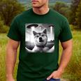 Shiba Inu Dog Dad Mom Graphic Selfie UFOs Weird Aliens Men's Casual T-Shirt Forest