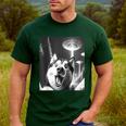 Siberian Husky Alien UFO Taking a Selfie Dog Mom Dad Men's Casual T-Shirt Forest