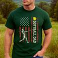Softball Dad US Flag For Dad Men Patriotic Fathers Day Men's Casual T-Shirt Forest