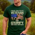 I Have Two Titles Veteran And Grumpy Dad Papa Grandpa Men's Casual T-Shirt Forest