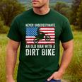 Never Underestimate An Old Man With A Dirt Bike Grandpa Dad Men's Casual T-Shirt Forest