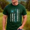 USA Flag Best Dog Dad Ever American Puppy Lover Paw Men's Casual T-Shirt Forest