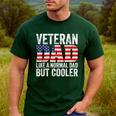 Veteran Dad Like A Normal Dad But Cooler American Flag Men's Casual T-Shirt Forest