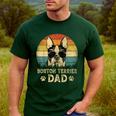 Vintage Boston Terrier Dad Dog Lovers Father's Day Tee Men's Casual T-Shirt Forest