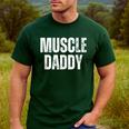 Vintage Muscle Daddy Weightlifter Dad Cool Father Workout Men's Casual T-Shirt Forest