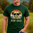 Vintage Pug Dad Dog Lovers Father's Day Tee Men's Casual T-Shirt Forest