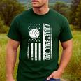 Vintage Volleyball Dad USA Flag Retro Fathers Day Daddy Papa Men's Casual T-Shirt Forest