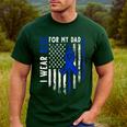 I Wear Blue For My Dad Colon Cancer Awareness Blue USA Flag Men's Casual T-Shirt Forest