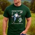 Wizard Dragon Fantasy Football Player Literal Dad Joke Men's Casual T-Shirt Forest