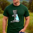 Women Dog Pitbull I Love Dad Tattoo Men's Casual T-Shirt Forest