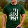 Wrestling Dad US Flag Fathers Day Wrestling Fans Men's Casual T-Shirt Forest